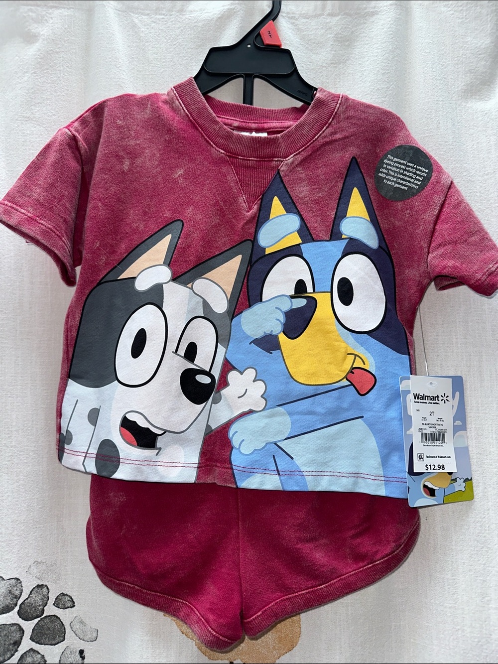 Bluey Kids Short Sleeve Matching Tee Set in Wine Red